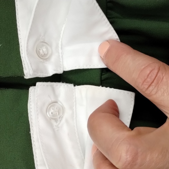 Lili Wang for Lilies Closet Anthro dark green sleeveless dress size 10 pin tuck - Picture 9 of 11